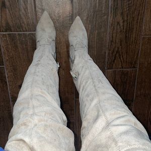 Suede knee high boots